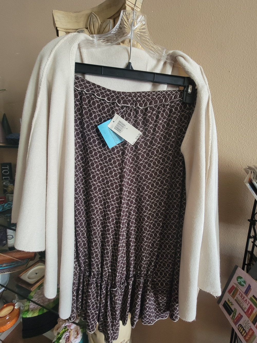Women’s Brown Geometric Print Ruffled Skirt